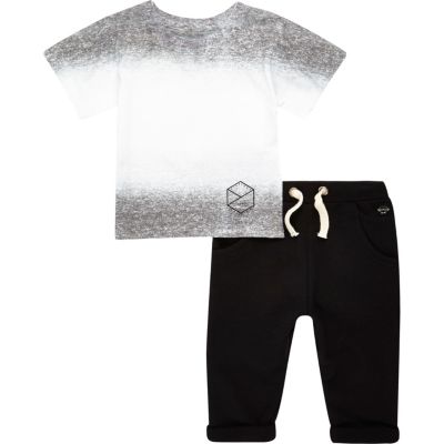 Mini boys grey faded t-shirt joggers outfit